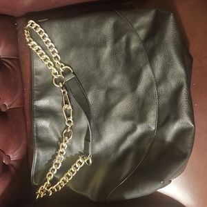 Black leather chain bag